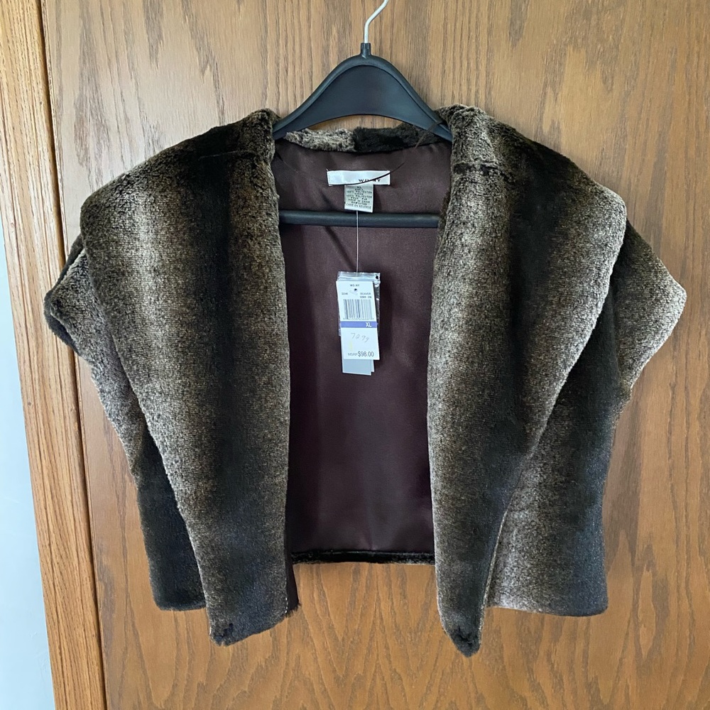 WD.NY Brown Faux Fur Shrug